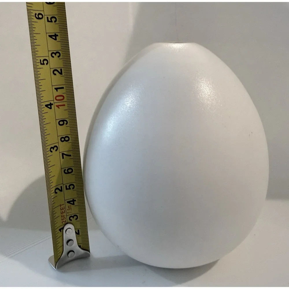 West Elm White Ceramic Egg Bud Vase Modern Minimalist Matte Decor 5in Stem